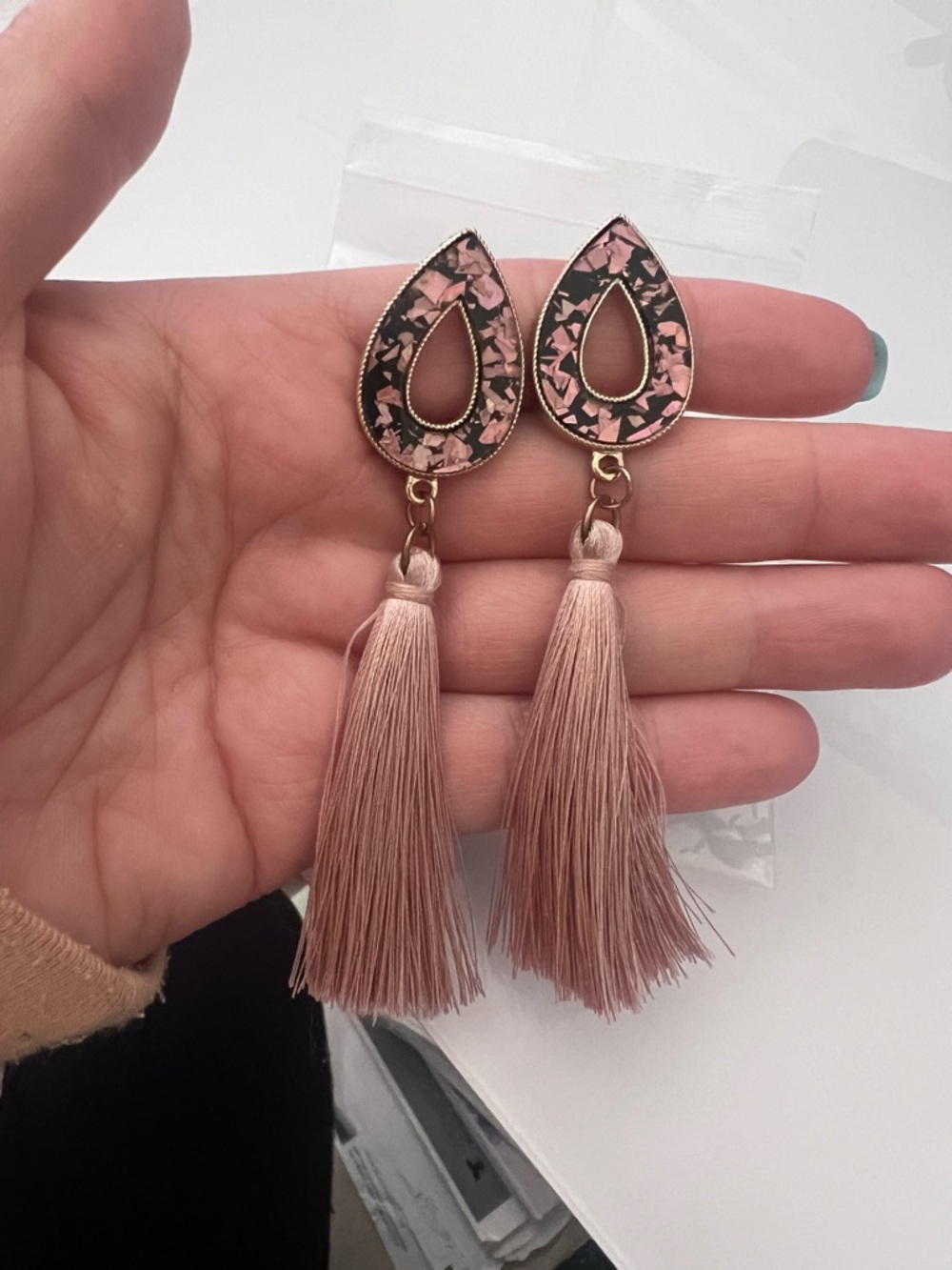 Women's Pink Tassel Drop Earrings - Fashion Jewelry